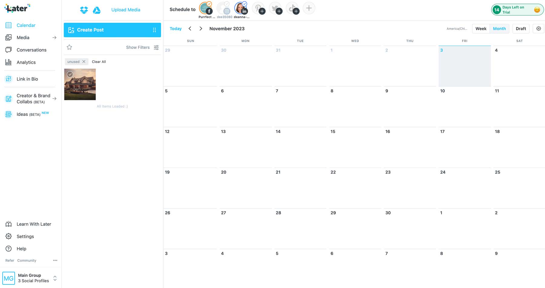 Later calendar dashboard preview