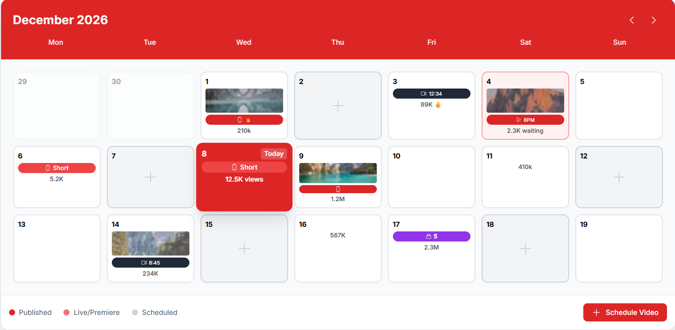 Viraly scheduling dashboard