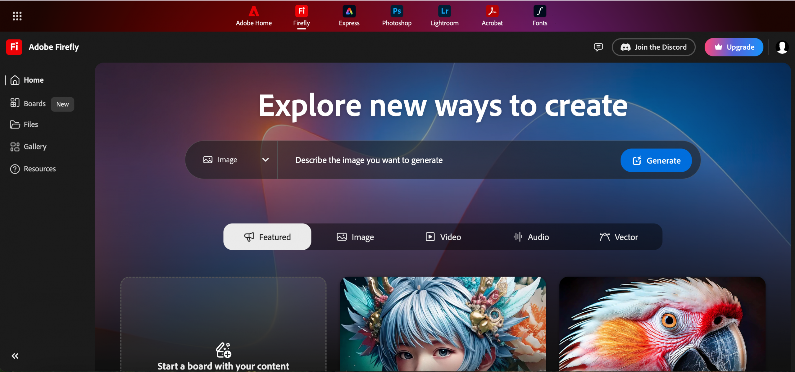 Screenshot of Adobe Express interface showing Firefly AI features